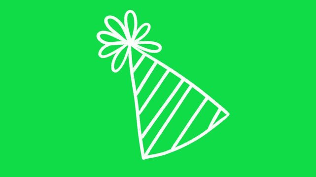 2D Hand Drawn Animated Party Hat Overlay on Green Screen Background