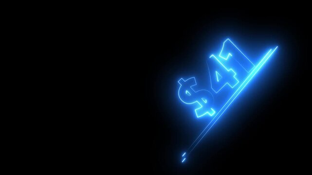 41 dollar number illustration. Neon dollar illustration from 41 number. on a black background.Financial dollar number animation on black background.