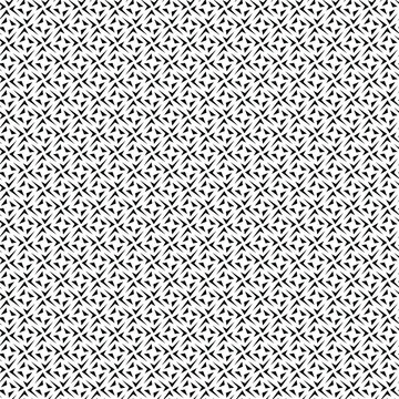 Black and white vector seamless pattern with small diamonds , star shapes ,rhombuses .Abstract black and white geometric texture .Simple minimal wide repeat background .