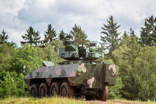 Camouflaged Wheeled Armored Vehicle 