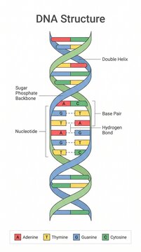 DNA double helix structure diagram with labelled base pairs