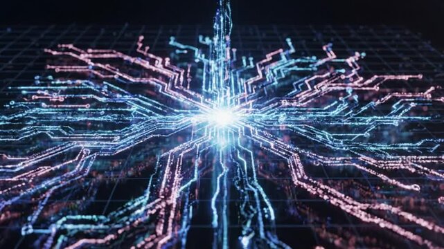 Digital data stream flowing into a central network node
