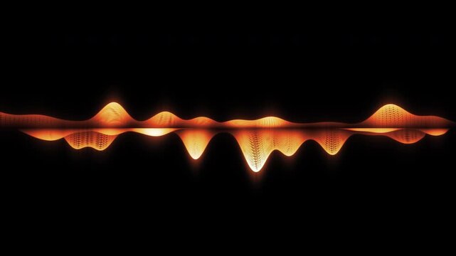 Glowing orange sound wave audio visualizer on black background