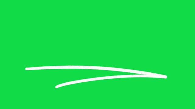 2D Hand Drawn White Angular Double Underline Stroke Animation Overlay on Green Screen Background