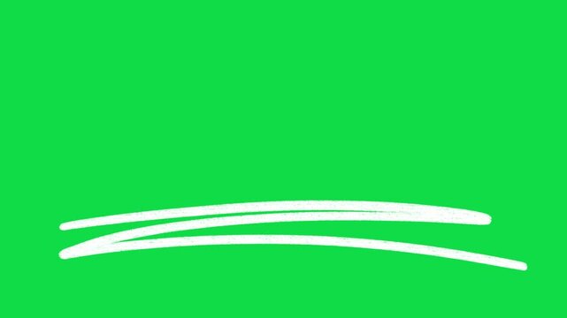 2D Hand Drawn White Zigzag Double Line Underline Animation Overlay on Green Screen Background