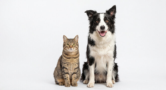 Dog and Cat Sitting Side by Side Cutout