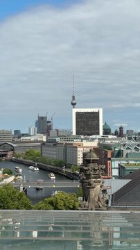 Berlin city panoramic view from Reichstag dome. Downtown of German capital with TV Tower in the center