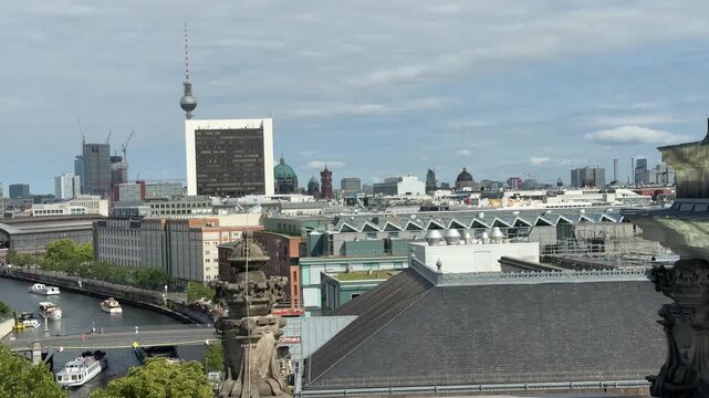 Berlin city panoramic view from Reichstag dome. Downtown of German capital with TV Tower in the center