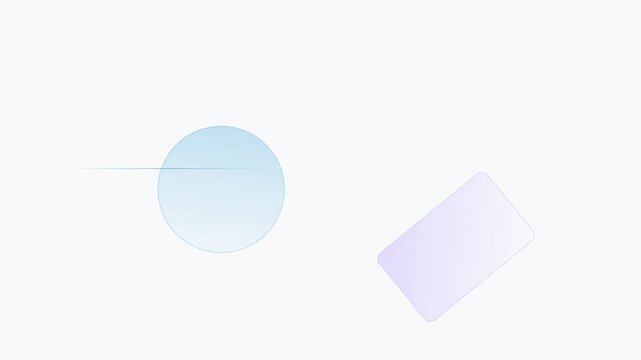 Sleek abstract translucent geometric elements floating in a pristine white space, representing concepts of technology, data, and global network connections