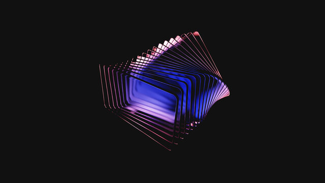 Iridescent glossy glass plates with chromatic dispersion on a black background