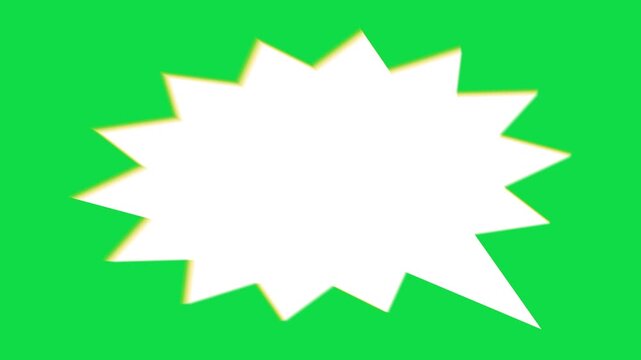 2D Hand Drawn White Comic Starburst Banner Animation Overlay on Green Screen Background
