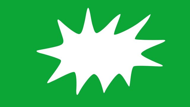 2D Hand Drawn Minimal White Starburst Callout Animation Overlay on Green Screen Background