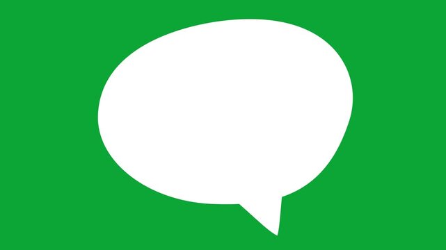 2D Hand Drawn White Oval Speech Bubble Animation Overlay on Green Screen Background