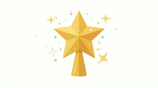 Star topper glows with bright light and small sparkles to represent the pinnacle of christmas tree decorations, festive cheer, and the magical atmosphere of holiday home interior design.
