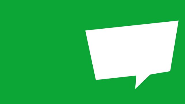 2D Hand Drawn White Polygon Speech Bubble Animation Overlay on Green Screen Background