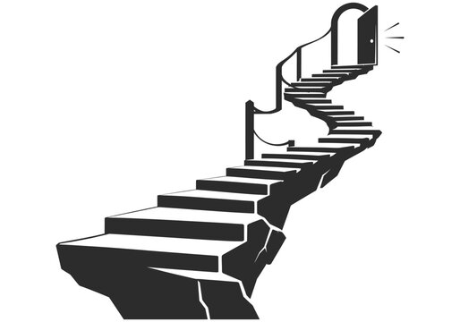 Spiral Staircase Vector Illustration Modern Architectural Steps Perspective Design.