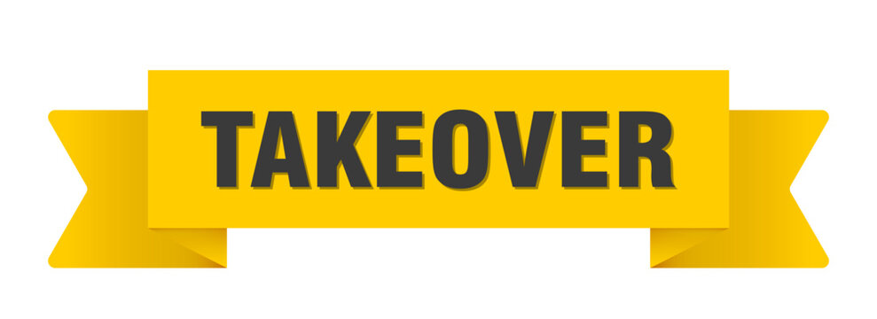 takeover yellow ribbon isolated on transparent background. takeover ribbon