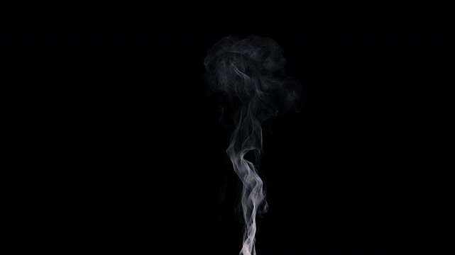 Crisp wispy smoke rising into the air, orthographic view, alpha channel for transparent background, 4k 24p