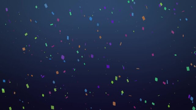 Steady confetti tumbling falling almost straight against a soft sky, seamless 4K loop background