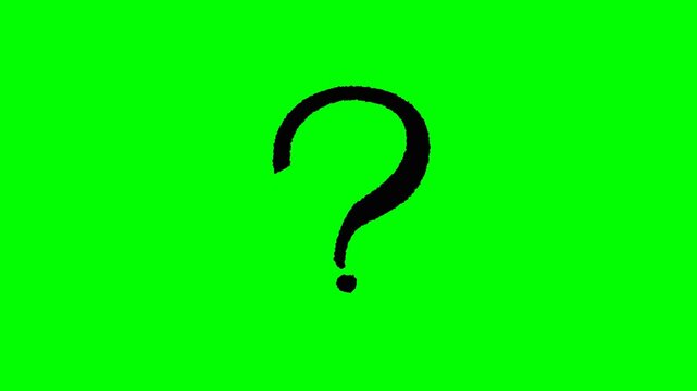 Question mark drawing animation on green screen background. 4K Video
