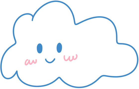 Cute smiling cloud character vector illustration isolated
