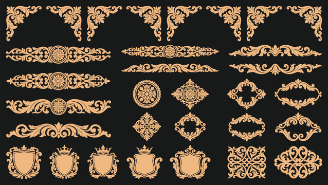 Set of vintage ornamental flourishes and decorative design elements