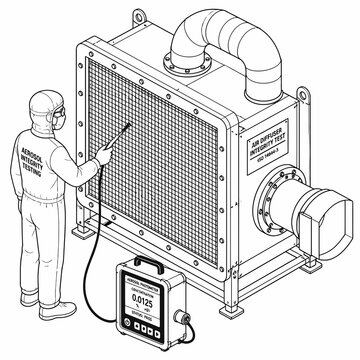 Technician conducting aerosol photometer integrity test
