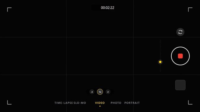 Modern Smartphone Camera Video Recording Interface with Grid and Timer Overlay