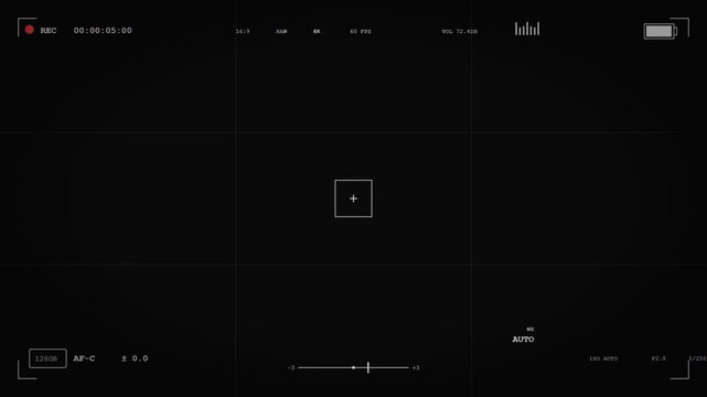 Digital Camera Recording Screen Interface with Viewfinder HUD Overlay