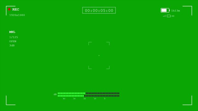 Camera Viewfinder Recording Screen Overlay on Green Chroma Key