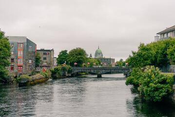 Obraz premium The Long Walk waterfront street along the River Corrib in Galway, Ireland - 31 August 2026.