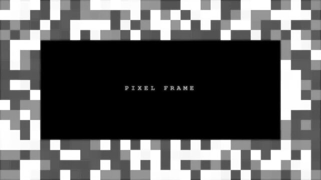 Film Strip Frame with Abstract Black and White Square Pattern, Checkered Chessboard and Puzzle Inspired Geometric Vector Background Design