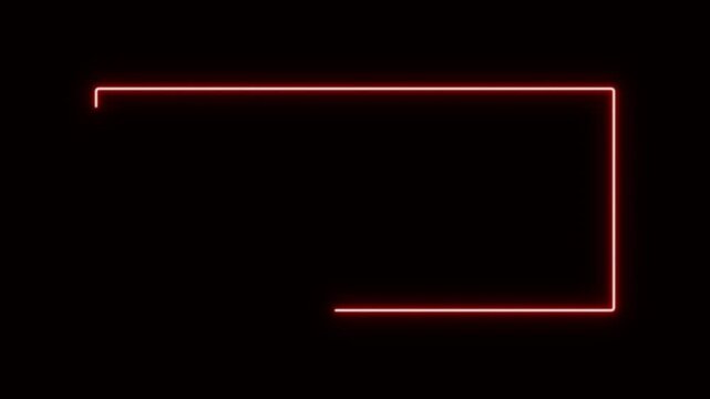 A vibrant red neon line forms an open rectangular frame, emanating a modern glow that evokes a sense of dynamic energy, ideal for digital content, tech backgrounds, or graphic design elements