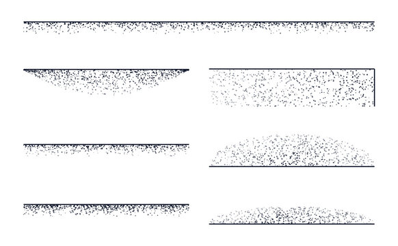 Stipple shading texture elements with grain and dot gradients for artistic illustration isolated on transparent background