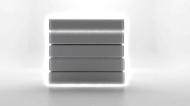 Three stacks of white boxes glowing against a bright white background