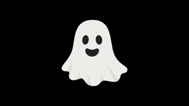 flying white cartoon halloween ghost animation