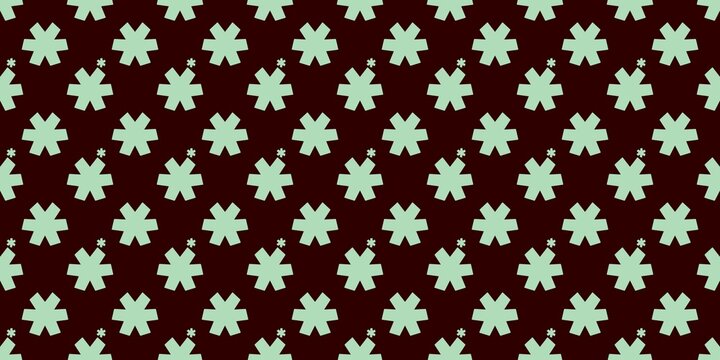 A geometric pattern of repeating light green six pointed asterisks on a dark maroon background.
