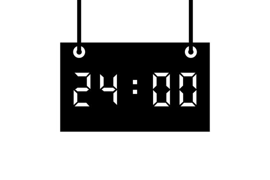 digital clock at 24:00 in the form of a black board on a white background