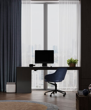 Modern Teen Boy Bedroom with Blue Upholstered Bed and Cozy Decor