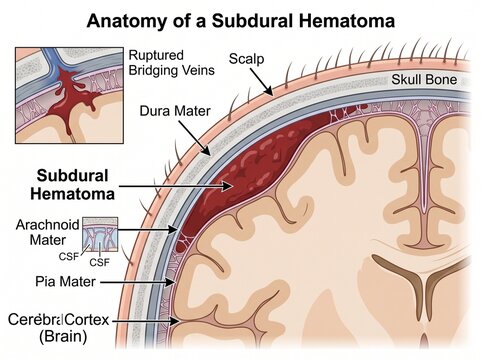 Brain Subdural Hematoma Anatomy Medical Illustration