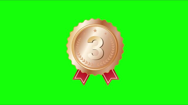 Bronze Medal Third Place Award on Green Screen