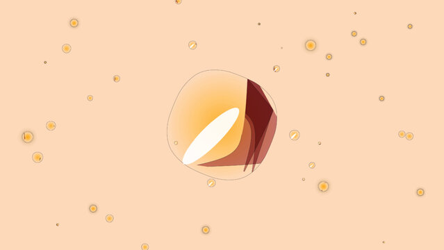 Contemporary soft oval with diagonal stroke and dots, minimal pattern
