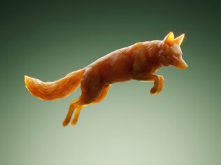 Fototapeta premium Leaping fox in glowing green background 3D render