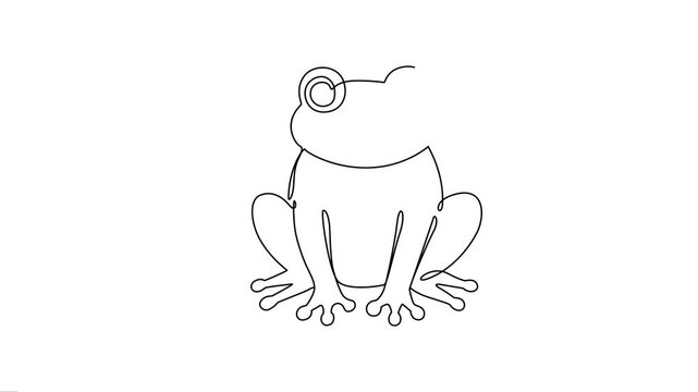 Cute Frog Sitting Continuous Line Art Animation