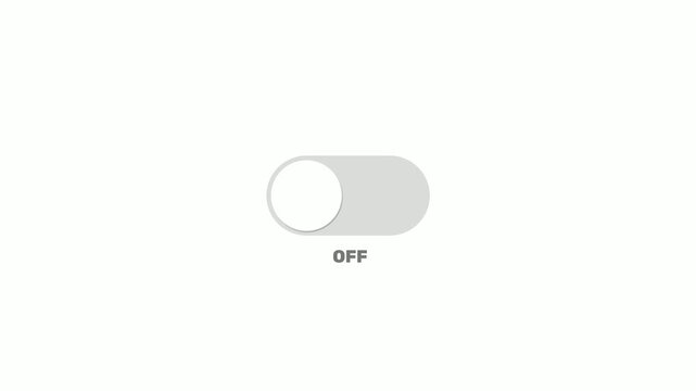 Toggle Switch Button Animation Turning On and Off on a Minimalist White Background