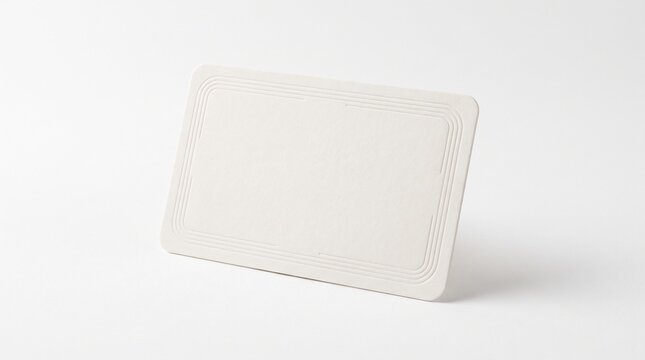 Blank White Smart Card with Embedded RFID Antenna Inlay on Minimal Background for Identification