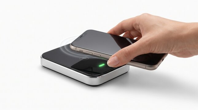 Close up of hand using smartphone for contactless wireless payment on terminal
