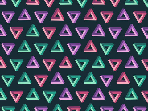 Penrose Triangles With Bold Dimensional Color Faces