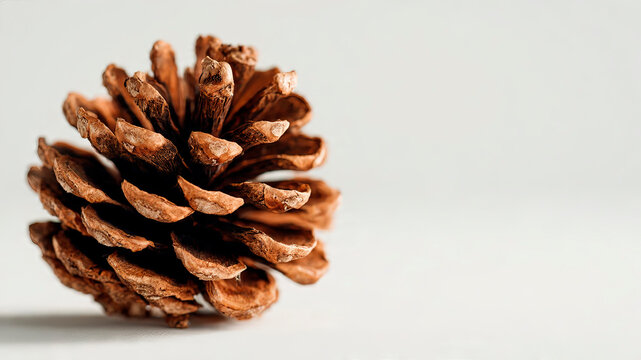 Natural brown pine cone isolated on white background.
