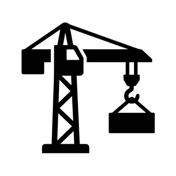 icon silhouette tower crane vector illustration